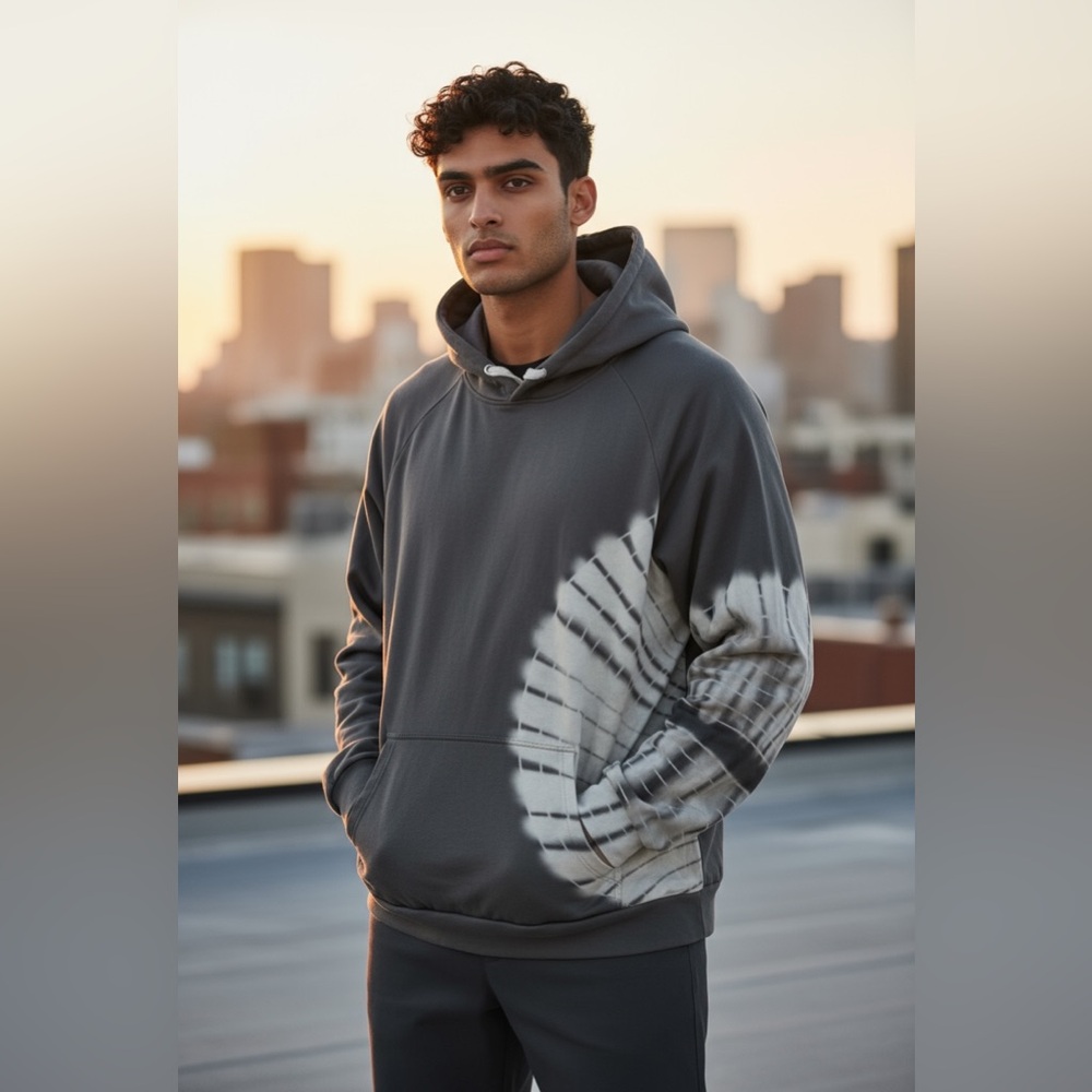 Gray and White Tie-Dye Hoodie